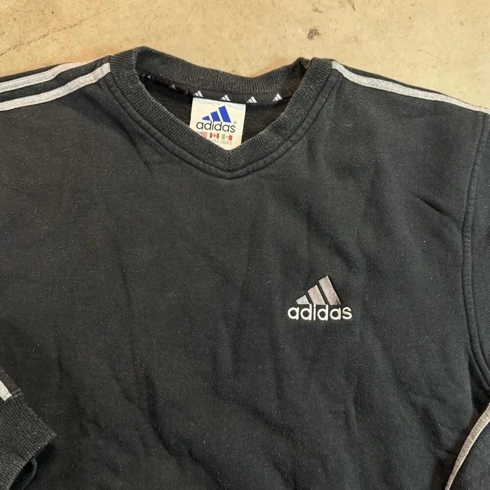 Vintage 90s Adidas Sweatshirt Embroidered Logo Classic Black Size L RARE